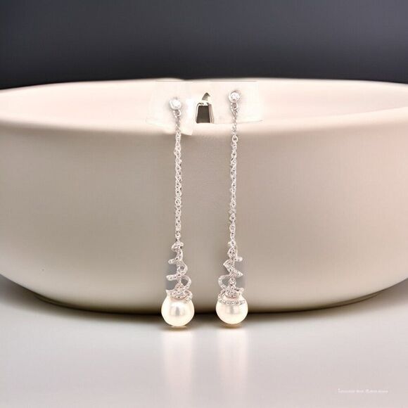 Akoya Pearl Earrings 14 KT Gold Certified $999 013431 - Picture 2 of 11